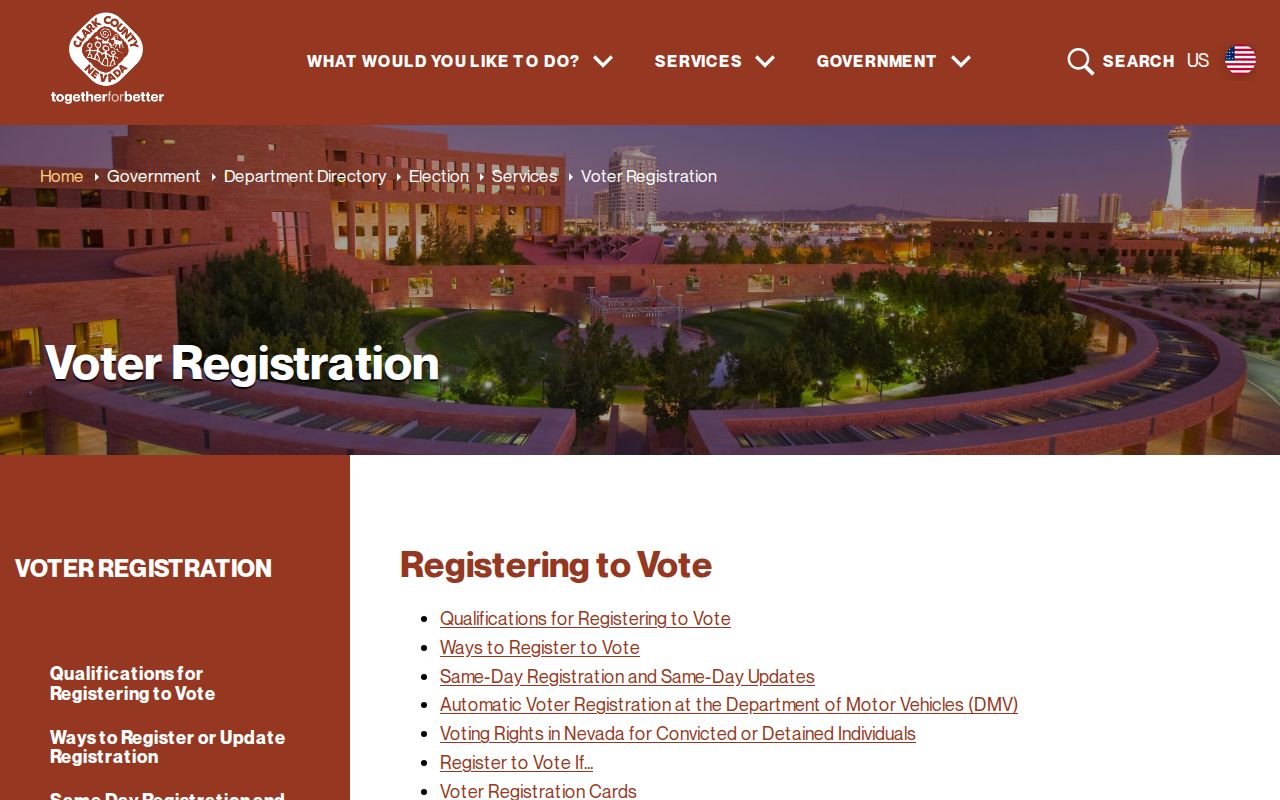 Henderson residents directory Clark County voter services page