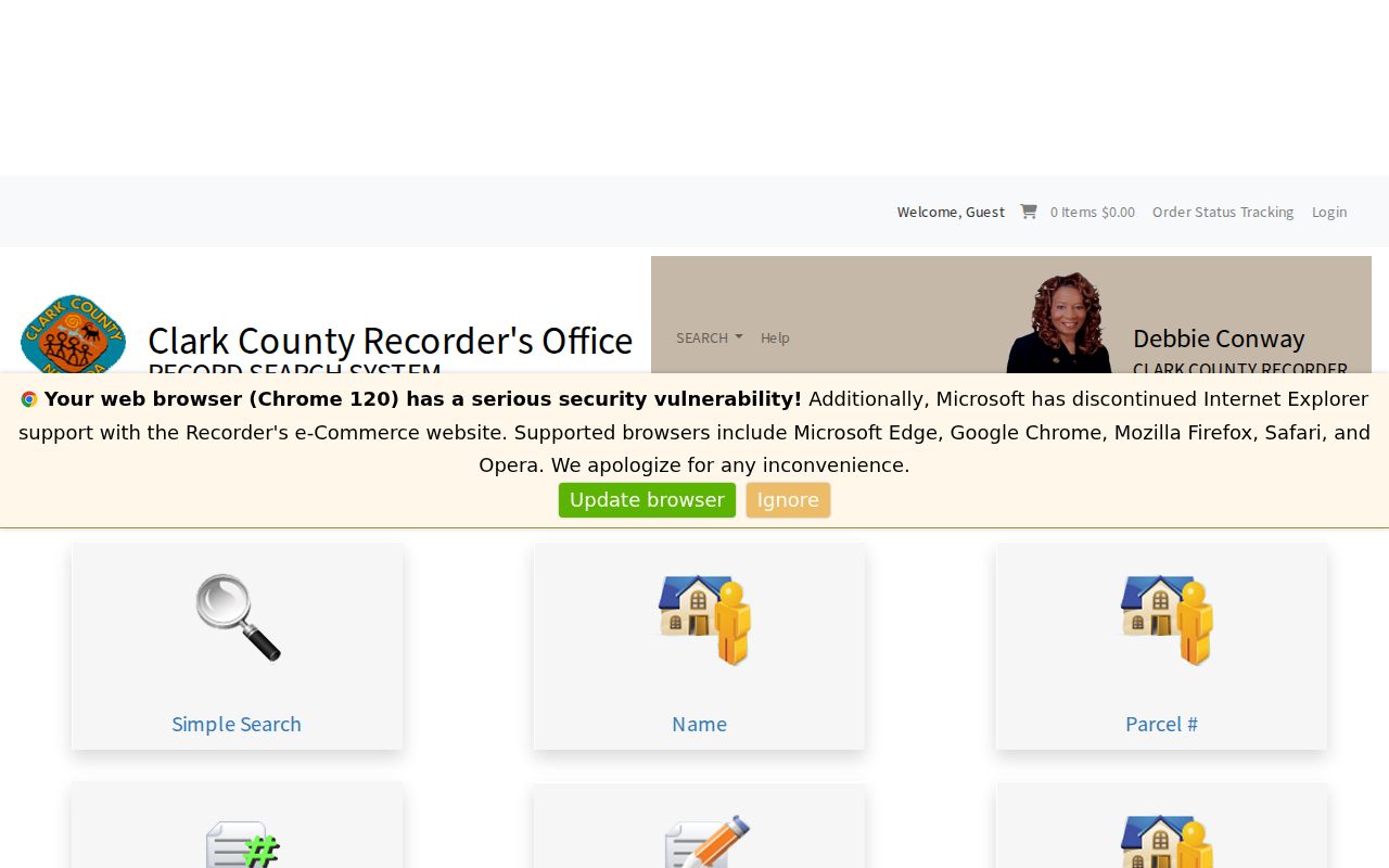 Henderson residents directory Clark County Recorder AcclaimWeb search modes