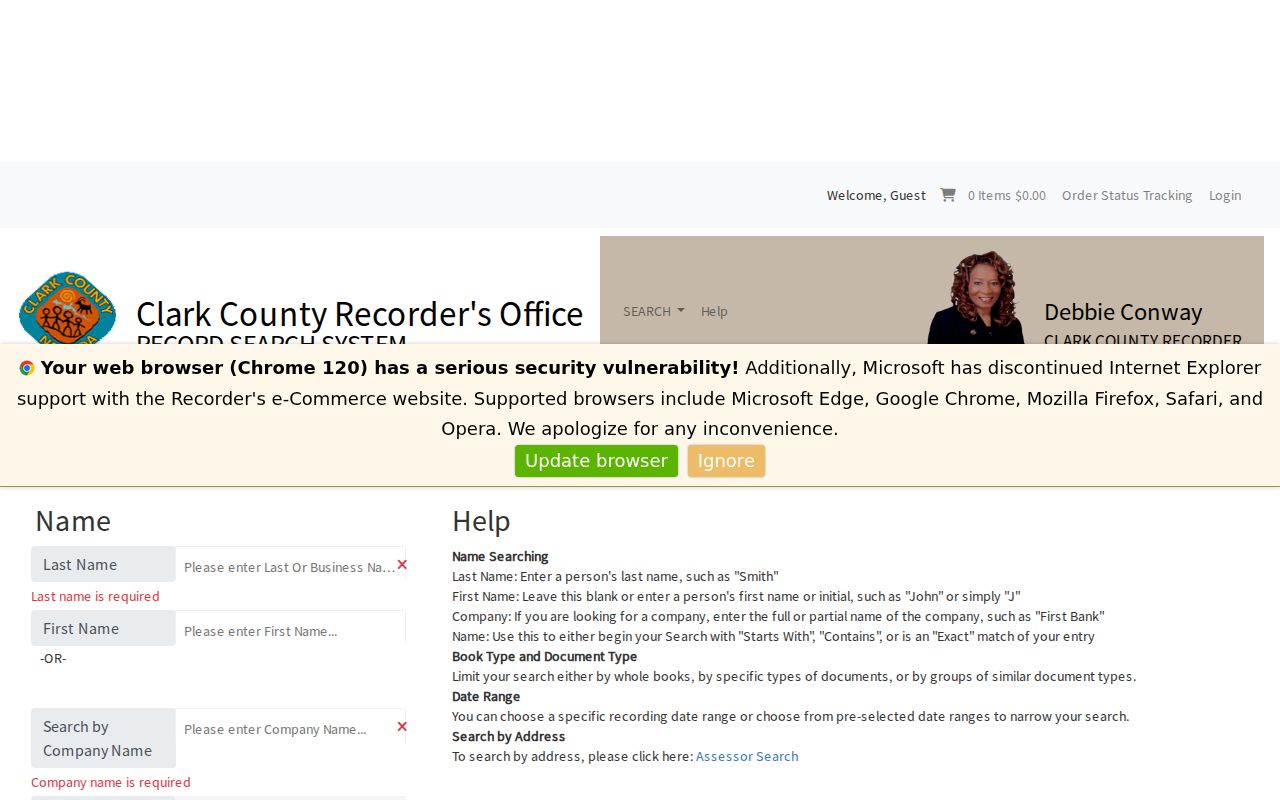 Henderson previous residents Clark County Recorder deed name search