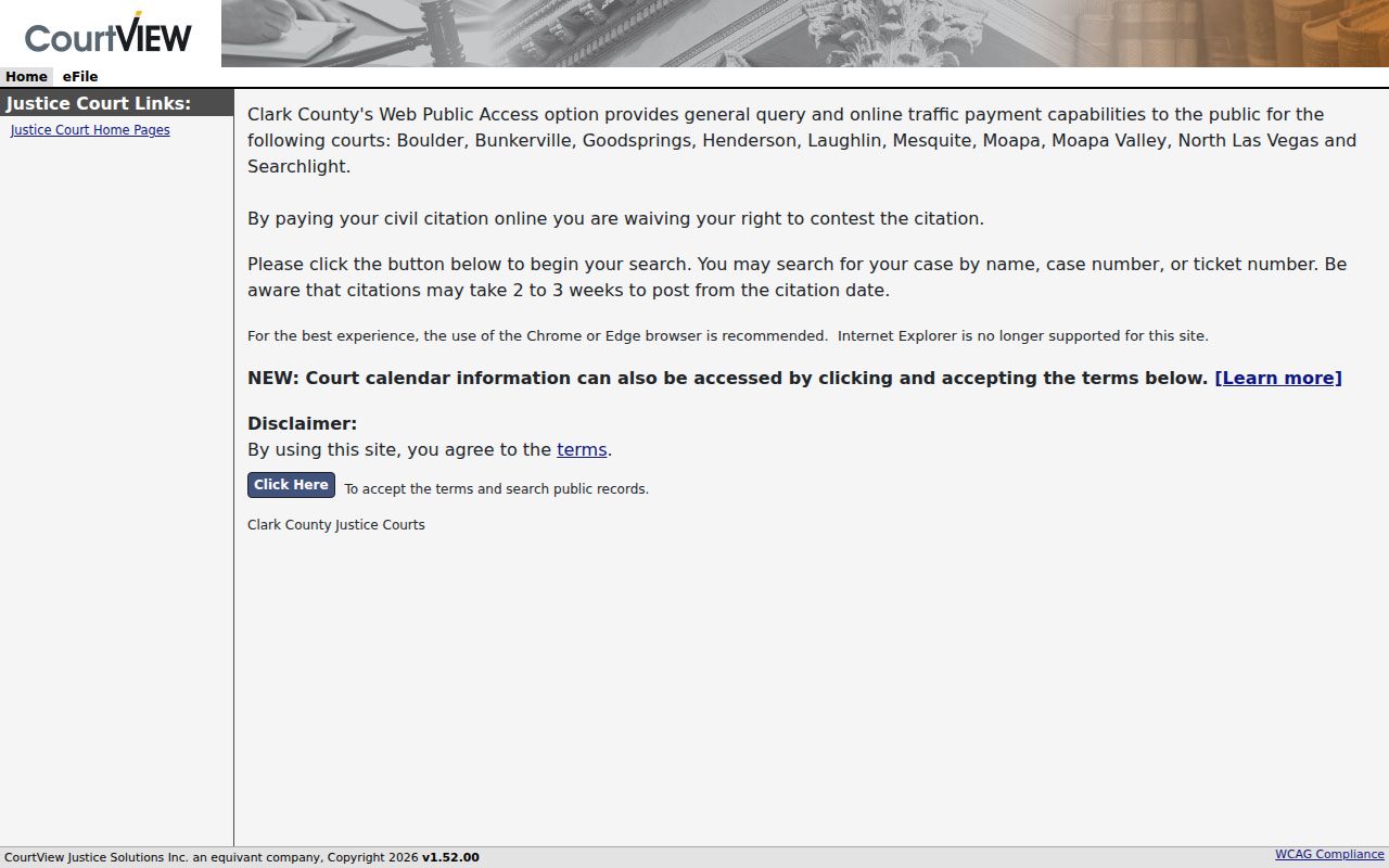 Henderson resident lookup screen for the Henderson Justice Court public case search