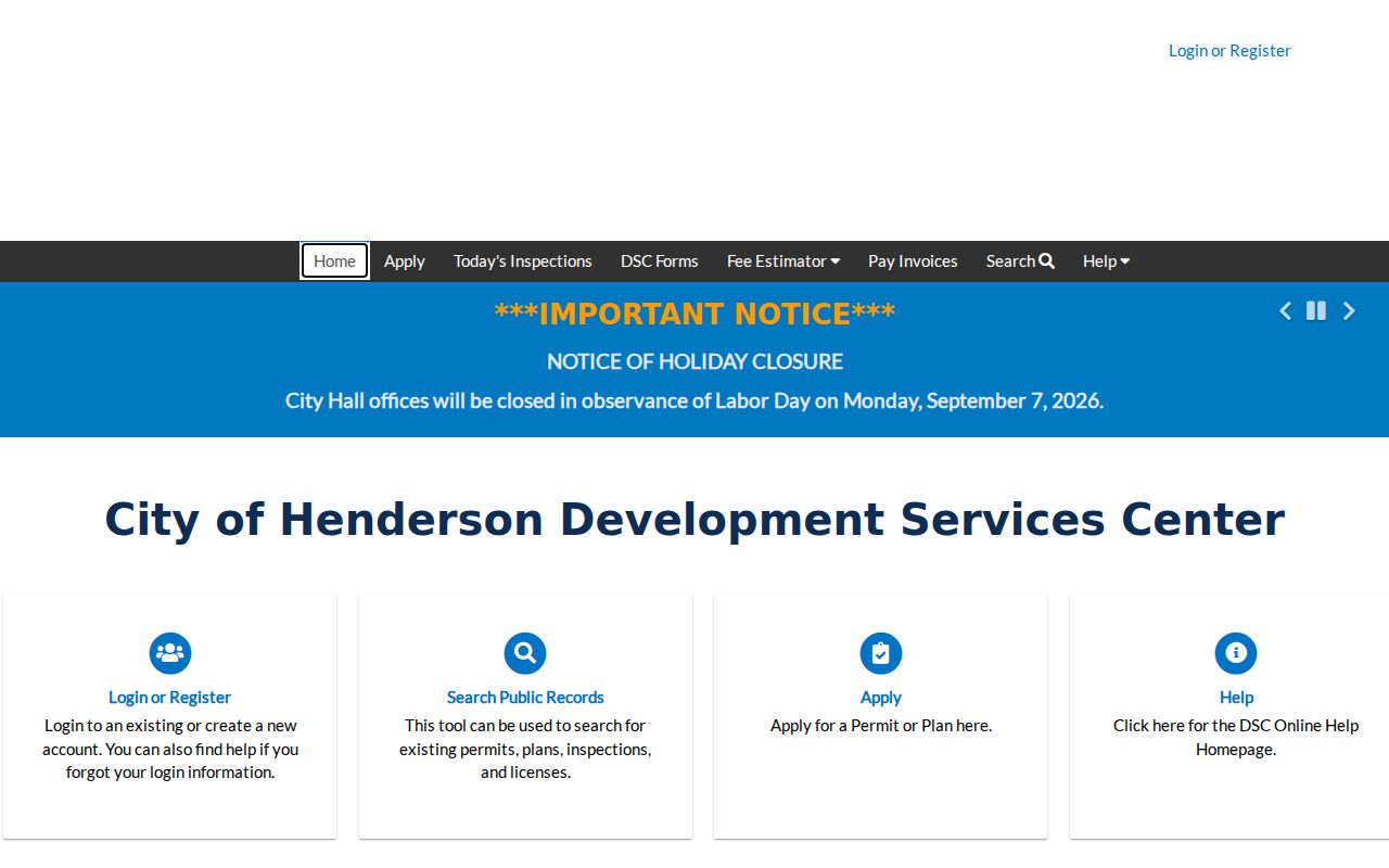 Henderson street directory Development Services Center permit search